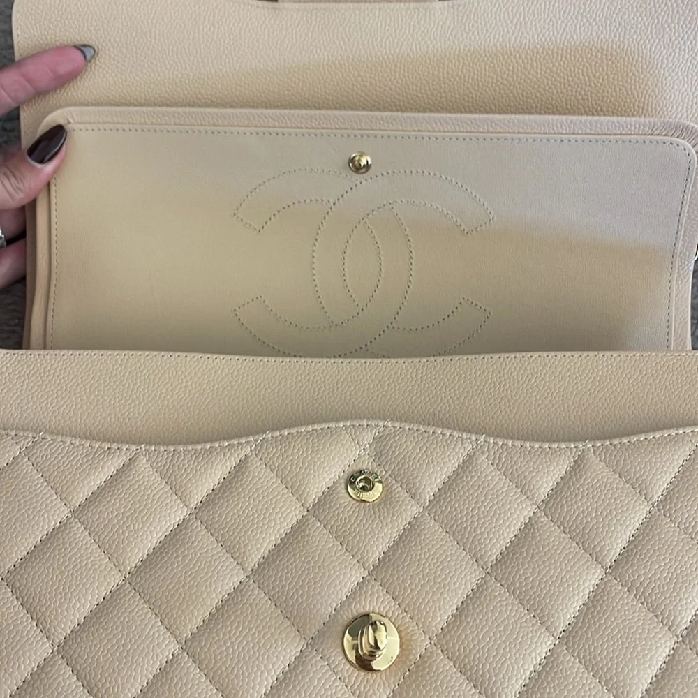 New‎ in Box Chanel Jumbo Classic Flap - Rose Clair Caviar with Gold Hardware